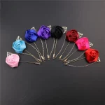 신랑 Boutonniere 코사지 핀 웨딩 실크 꽃 Groomsman Boutonnieres Buttonhole 웨딩 꽃 결혼 액세서리 - 이미지 2