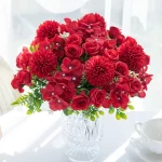 실크 로즈 국화 신부 꽃다발 인공 꽃 결혼식 야외 정원 홈 룸 테이블 장식 화환 DIY 선물 액세서리 - 이미지 6