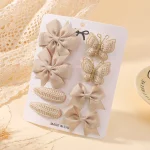 레인보우 활 8 개/대 소녀를위한 뜨개질 나비 헤어 클립 새로운 수제 머리핀 바레트 선물 머리 장식 어린이 헤어 액세서리 - 이미지 2