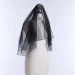 블랙 신부 레이스 베일, 짧은 빗 포함, 우아한 여성 웨딩 베일, 헤어 액세서리, 2 겹, 도매 - 이미지 3