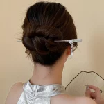 꽃 물방울 유리 구슬 여성을위한 헤어 스틱 모조 진주 술 머리핀 기질 Hanfu Cheongsam Charm Chopstick - 이미지 2