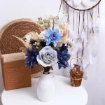 장미 다리아 인공 꽃 웨딩 장식 신부 꽃다발 크리스마스 파티 가짜 꽃 홈 가든 어레인지먼트 - 이미지 3