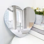 하트 모양의 거울 벽 스티커 발렌타인 데이 실버 이동식 자체 접착 - 이미지 2