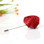 남성 Boutonnieres 결혼식 신랑 코사지 옷깃 핀 리본 장미 꽃 Mensuit Buttonhole 브로치 결혼 액세서리 - 이미지 4