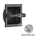 블랙 메탈 변기 용지 거치대, 오목한 변기 용지 거치대 장착 브래킷, 욕실 벽걸이 변기 용지 거치대 - 이미지 5