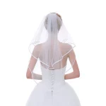 고딕 리본 가장자리 신부 베일 여성 액세서리 빗 웨딩 파티 짧은 베일 액세서리와 2 계층 - 이미지 5