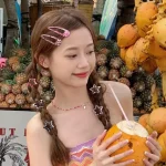 2025 여성용 레트로 레오파드 프린트 펜타그램 BB 헤어 클립 지브라 앞머리 프린트 물방울 모양 속이 빈 헤어핀 측면 프린트 헤어 클립 - 이미지 2