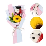닥터 베어 선물 핑크 꽃다발 선물 장식 오너먼트 연회 시크 꽃 소품 졸업 베어 꽃다발 파티 DIY - 이미지 5