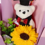 세련된 졸업 곰 꽃다발 입상 보라색 곰 연회 플라스틱 꽃 연회 소품 사진 촬영 액세서리 - 이미지 3