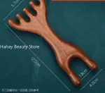 나무 자오선 마사지 빗, 정전기 방지, 6 클로 헤드 마사지기, 혈액 순환 촉진, 바디 구아샤 도구, 헤드 마사지 브러시 - 이미지 5