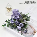 인공 장미 휴대용 꽃다발 북유럽 스타일 웨딩 신부 실크 꽃 장식 홈 인테리어 - 이미지 6