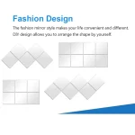 10pcs 홈 장식 욕실 자기 접착 벽화 거울 스티커 벽 타일 스티커 광장 DIY 데칼 - 이미지 5