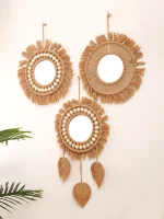 손으로 짠 둥근 벽 거울, 방 장식, 아파트 거실 침실용 벽걸이 거울, 홈 데코 - 이미지 2