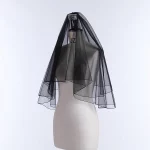 블랙 신부 레이스 베일, 짧은 빗 포함, 우아한 여성 웨딩 베일, 헤어 액세서리, 2 겹, 도매 - 이미지 5