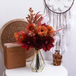 장미 다리아 인공 꽃 웨딩 장식 신부 꽃다발 크리스마스 파티 가짜 꽃 홈 가든 어레인지먼트 - 이미지 5