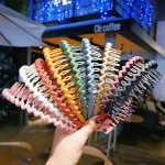 여성을위한 3Pcs 우아한 솔리드 컬러 웨이브 Hairbands 유행 이빨 미끄럼 방지 헤어 빗 헤어 액세서리 소녀 페이스 워시 머리띠 - 이미지 3