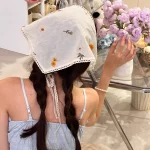 AWAYTR 베이지 꽃 머리띠 헤어 스카프 밴드 여성용 파티 모자를 쓰고 있죠 만화 프린트 두건 터번 헤어 밴드 헤드 피스 - 이미지 2