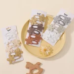 6Pcs 귀여운 아기 소녀 헤어 클립 데이지 꽃 키즈 헤어핀 공주 자용 어린이 헤어 액세서리 봄 한국어 스타일 헤어 그립 - 이미지 4