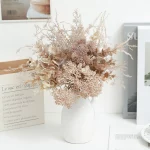 인공 플라스틱 꽃 유칼립투스 민들레 소박한 현대 야외 홈 가짜 웨딩 가을 장식을위한 수제 꽃다발 - 이미지 4