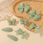 레인보우 활 8 개/대 소녀를위한 뜨개질 나비 헤어 클립 새로운 수제 머리핀 바레트 선물 머리 장식 어린이 헤어 액세서리 - 이미지 4