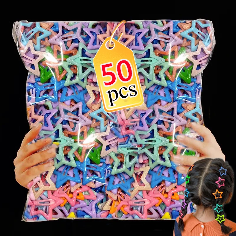 다채로운 Y2K 스타 BB 헤어 클립, 여자 귀여운 금속 스타 머리핀, 사이드 바레트, 사랑스러운 헤어 클립, 헤어 액세서리, 헤드웨어