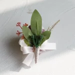 새로운 인공 꽃 단추 구멍 웨딩 신랑 Boutonniere 코사지 팔찌 신부 들러리 실크 꽃 브로치 결혼 핀 - 이미지 6