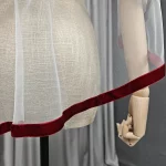 맞춤형 부르고뉴 리본 가장자리 화이트/아이보리 Tulle 짧은 웨딩 베일 블러셔 2단 짧은 신부 베일 빗 포함 - 이미지 5
