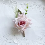 Boutonniere 코사지 웨딩 파티 액세서리 브로치 꽃 장미 인공 단추 구멍 남자 결혼 신랑 들러리 정장 옷깃 핀 - 이미지 6