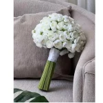 웨딩 부케 신부 부케, 흰색 장미, 웨딩 부케, 수제 인공 꽃 장미