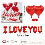 발렌타인 데이 결혼 기념일 파티 장식을위한 시뮬레이션 된 장미 꽃잎과 당신을 사랑합니다 풍선 빨간 심장 풍선 세트 - 이미지 6
