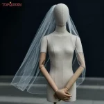 TOPQUEEN V14 웨딩 베일 짧은 연필 가장자리 간단한 신부 베일 한 레이 우아한 Rochii 웨딩 베일 빗 소프트 싱글 - 이미지 5