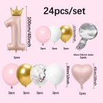 소년과 소녀 생일 파티, 1 년 장식, 생일 장식 풍선에 대 한 24pcs 1 세 크라운 알루미늄 필름 풍선 - 이미지 2