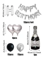 생일, 새해, 약혼, 기념일, 이벤트 축하 장식에 적합한 은색과 검정색 생일 파티 풍선 - 이미지 6