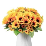 인공 꽃 해바라기 꽃다발 베이비 샤워 신부 꽃을 들고 DIY 파티 테이블 장식 홈 룸 웨딩 장식 가을 - 이미지 5