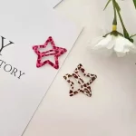 2025 여성용 레트로 레오파드 프린트 펜타그램 BB 헤어 클립 지브라 앞머리 프린트 물방울 모양 속이 빈 헤어핀 측면 프린트 헤어 클립 - 이미지 6