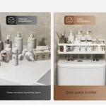 화장실 선반 위 화장실 보관함 1단 욕실 정리 선반, 다기능 종이 홀더 바구니 드릴링 공간 보호기 없음 - 이미지 6