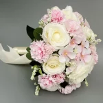 신부 들러리 웨딩 부케 흰색 실크 꽃 장미 웨딩 액세서리 결혼 꽃다발 인공 꽃 - 이미지 3