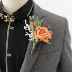 칼라 릴리 코사지 인공 코사지 버튼홀, 신랑 신랑 코사지, 웨딩 액세서리, 흰색 코사지 - 이미지 4