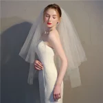 빗 저렴한 Voile Mariage Welon 액세서리와 컷 에지 2 레이어 웨딩 신부 베일 - 이미지 5