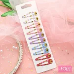 10PCS 만화 귀여운 고품질 인쇄 스냅 헤어 클립 어린이위한 솔리드 Matel 머리핀 소녀 헤어 액세서리 클립 - 이미지 2