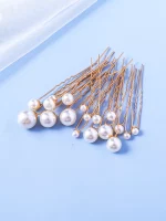 웨딩 인조 진주 헤어 핀, 신부 헤어 진주, U 자형 바비 핀, 황금 머리핀, 신부 헤어 액세서리, 18 개 - 이미지 6