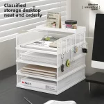 금속 쌓을 수 있는 종이 트레이, 금속 메쉬 데스크탑 주최자, 종이 분류기, 편지 트레이, 사무실용 파일 문서 보관 랙 - 이미지 3