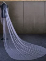 TOPQUEEN 우아한 진주 신부 베일 소프트 1 계층 신부를위한 페르시 웨딩 베일 빗 v180와 간단한 대성당 길이 베일 - 이미지 5