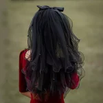 웨딩 신부 머리 베일 블랙 빈티지 더블 레이어 거즈 메쉬 레이스 베일 여자 여자 파티 모자를 쓰고 있죠 액세서리 사진 소품 - 이미지 3