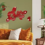 나비 3D 로즈 미러 벽 스티커 자체 접착 아크릴 거울 사랑스러운 꽃 데칼 DIY 장식 이동식 장식 벽화 - 이미지 4