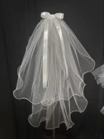 빗 활 진주가 있는 짧은 웨딩 베일 2 레이어 간단한 신부 결혼 액세서리 2024 - 이미지 6