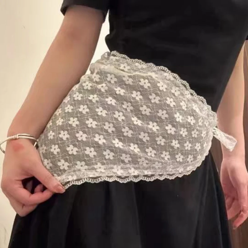 패션 레이스 삼각형 Headscarf 로맨틱 여름 흰색 짠 꽃 레이스 헤어 스카프 랩 여행 사진 머리띠 헤어 액세서리