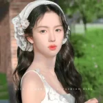 레트로 귀여운 삼각형 Turbans 헤어 밴드 여성 스트랩 Headscarf 레이스 프랑스어 목가적 인 스타일 로리타 머리띠 머리 장식 액세서리 - 이미지 5