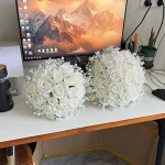 신부 꽃다발 결혼식 꽃 신부 들러리 실크 장미 가짜 아기 호흡 신부 결혼식 액세서리 테이블 센터 피스 장식 - 이미지 6