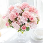 실크 로즈 국화 신부 꽃다발 인공 꽃 결혼식 야외 정원 홈 룸 테이블 장식 화환 DIY 선물 액세서리 - 이미지 2